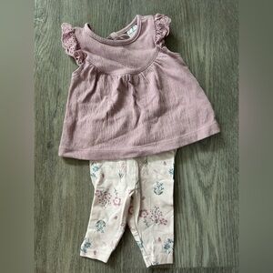 Carter's Cream and Purple Newborn Matching Set with Floral Design